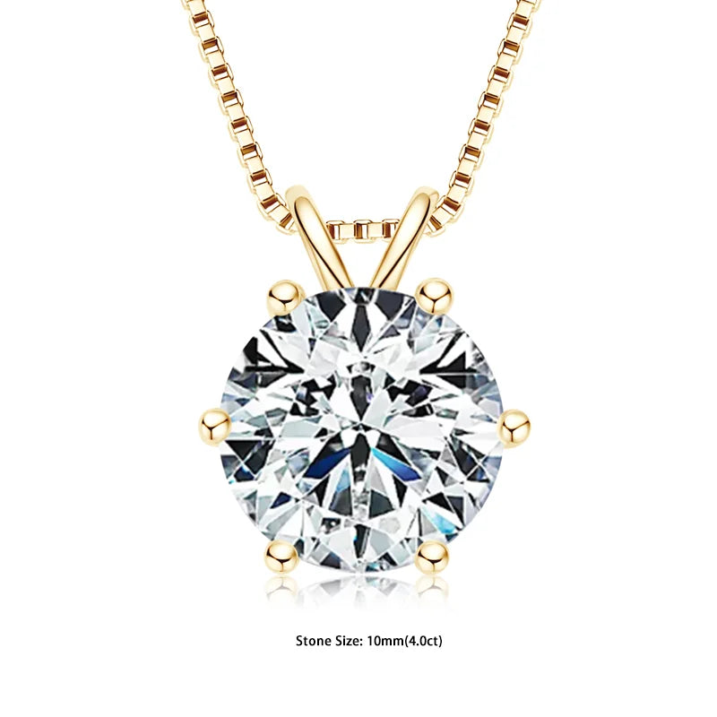 RAPRGOLD Certified 0.5-5ct Moissanite Pendant Necklaces S925 Sterling Silver Solitaire Necklace Chains For Women Jewellry Gifts