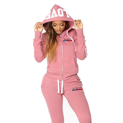 Women's Tracksuit Set Hoodie&sweatpants All Season Daily Casual Sports Jogger Outfits Ladies Urban Fashion Zipper Sexy Tracksuit
