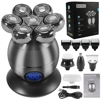 7D Floating Head Electric Shaver for Men — Skull Design, Waterproof & Portable