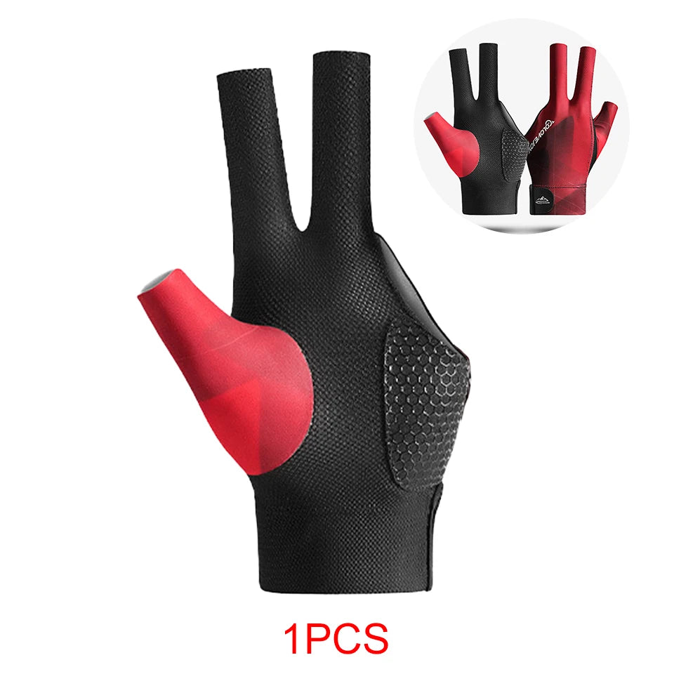 Black and red glove with a inset showing a comparison on a white background