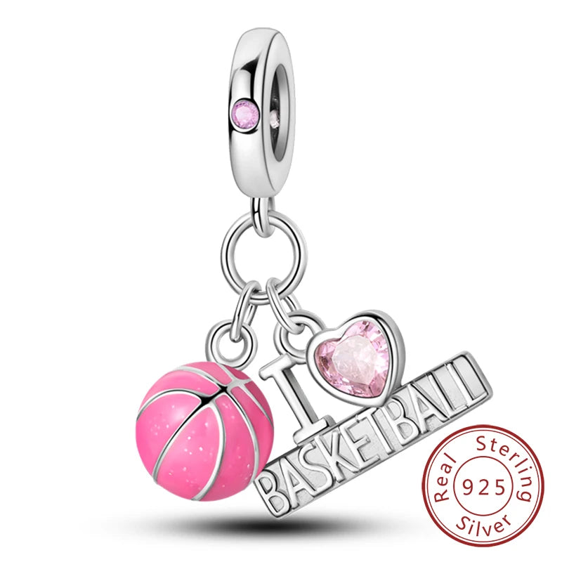 Charm 925 Sterling Silver Pink Pendant Charm Fit Original Charm Bracelet Necklace Beads DIY Jewerlry Accessories