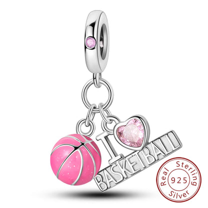 Charm 925 Sterling Silver Pink Pendant Charm Fit Original Charm Bracelet Necklace Beads DIY Jewerlry Accessories