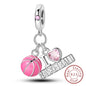 Charm 925 Sterling Silver Pink Pendant Charm Fit Original Charm Bracelet Necklace Beads DIY Jewerlry Accessories