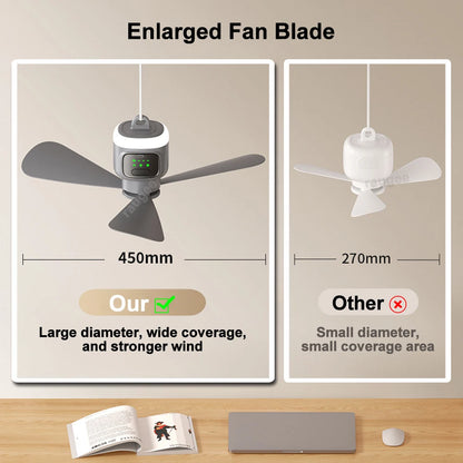 12000mAh Portable Camping Fan with LED Light & Remote