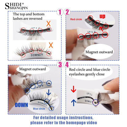 Heiß 1 Paar magnetische Wimpern, handgefertigt, flauschige Nerz-Imitat-Wimpern, wiederverwendbare natürliche falsche Wimpern und magnetische Pinzetten Set Make-up