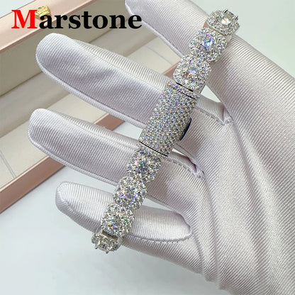 10mm Full Moissanite Diamond Cuban Chain Bracelet Hip Hop Jewelry S925 Silver Bracelets Pass Tester with Gra for Men Women