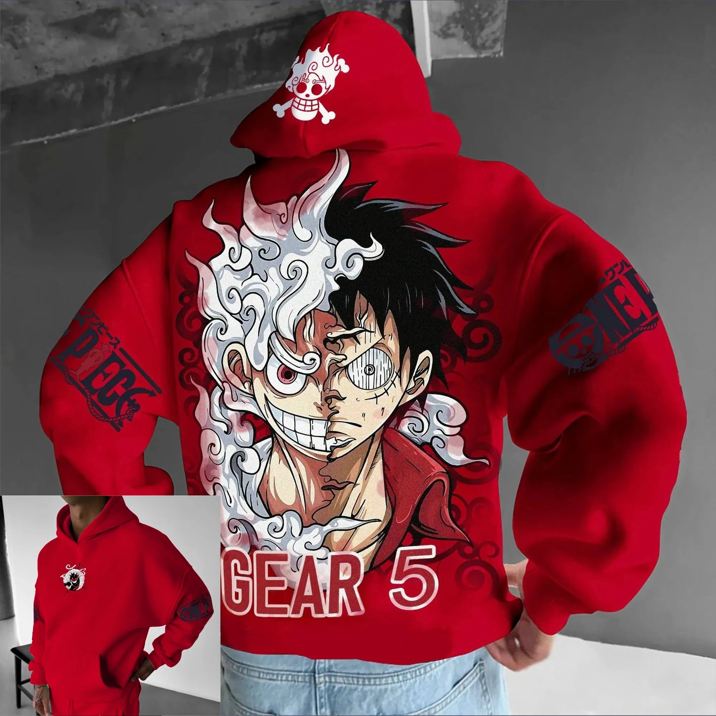Anime Hoodie Men Women One Piece Luffy Gear 5 Nika Streetwear Casual Pullover Sweatshirt Long Sleeve Tops Autumn Winter Fashion