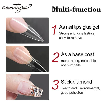CONTIGO Nail Tips Glue Gel UV LED Glue for False Nails Gellac 7.5ml Manicure Hybrid Gel Nail Polish Multifunction Strong Enamel
