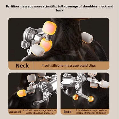 8-Head Cervical Neck Wireless Massager Back Waist Shoulder Trapezius Neck Shoulder Kneading Artifact Massage Shawl Hot Compress