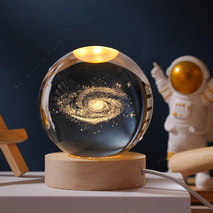 3D Crystal Ball Galaxy Night Light LED Lamp 5cm