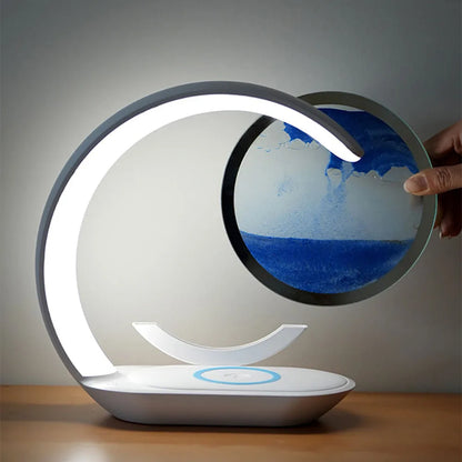 Quicksand Table Lamp USB Wireless Charging 3D Hourglass