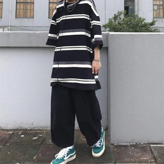 Men's Vintage Striped T-Shirt Mens Casual Summer Tee