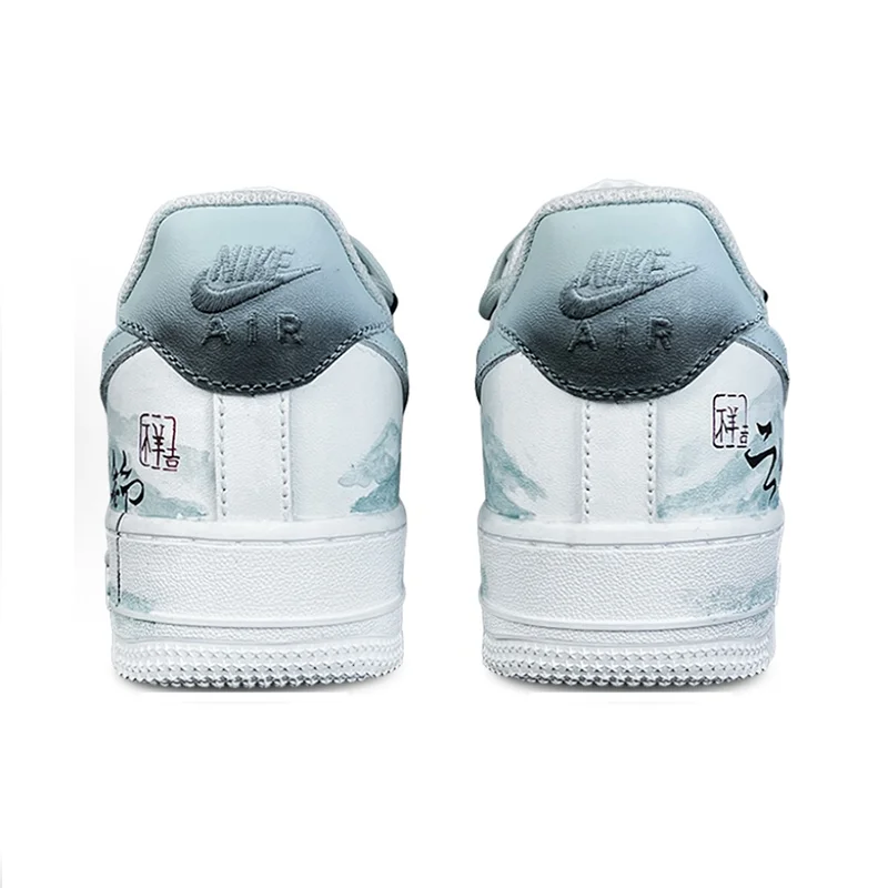 Custom Sneakers Nike Air Force 1 "Cloud Brocade"  Chinese Style Ink Wash New Chinese Style Trendy Hand-Painted Low-Top For Men
