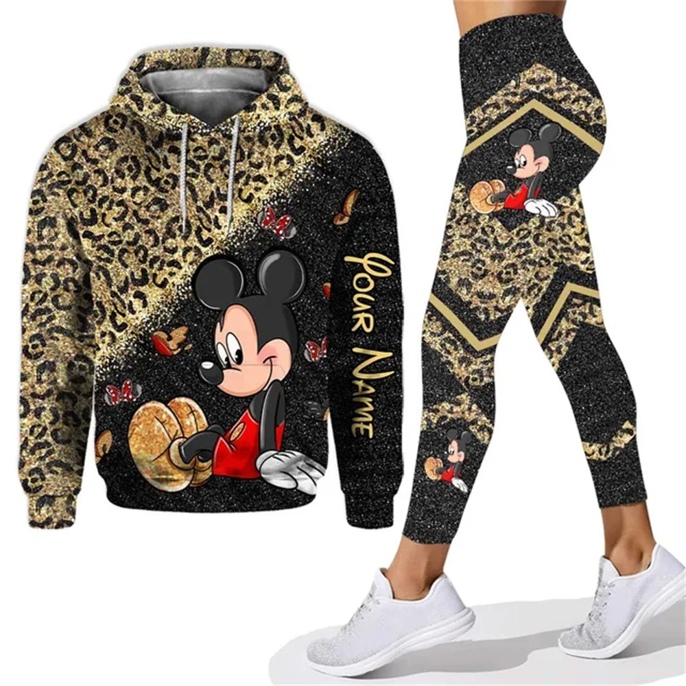 Customized Name Mickey Hoodie Women Hoodie Set Mickey Yoga Pants Sweatpants Women Disney Yoga Hoodie Leggings Fashion Sportswear