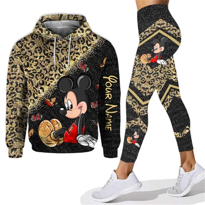 Customized Name Mickey Hoodie Women Hoodie Set Mickey Yoga Pants Sweatpants Women Disney Yoga Hoodie Leggings Fashion Sportswear