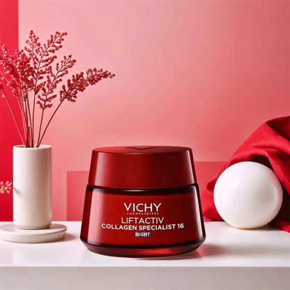Vichy Collagen 50ml 16 Days Anti-Aging Firming Cream - Deeply Moisturizing Reduces Wrinkles Brightens Revitalizes Daily Facial