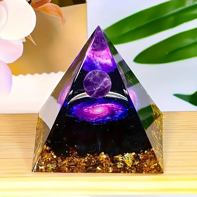 Amethyst Crystal Ball Pyramid - Stress Relief Decor