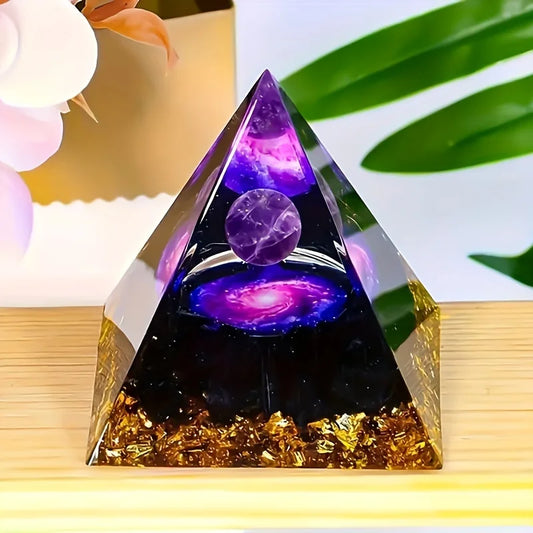 Amethyst Crystal Ball Pyramid - Stress Relief Decor