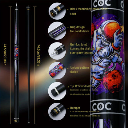 Low Deflection 12.5mm Professional Carbon Composite Pool Cue - Multi-Layer Tip & Stainless Steel Joint | High Performance cue
