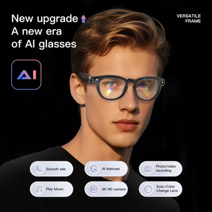 2026 New 4K HD AI Smart Glasses Men 800W Pixel Camera Bluetooth Call 4GB WIFI Transmission Voice Assistant Smart Glasses Women