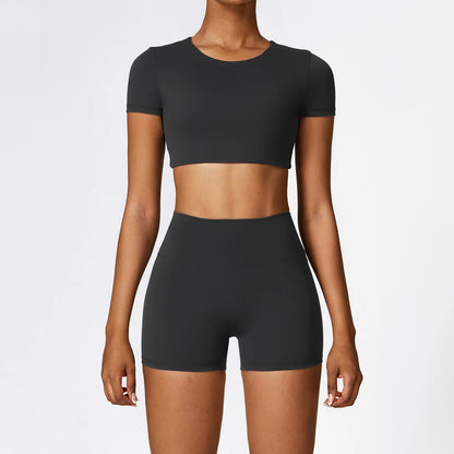 2PCS Yoga Set Women Gym Clothing Fitness Workout Set Sportswear Female Long Sleeve Crop Top High Waist Leggings Sports Suits