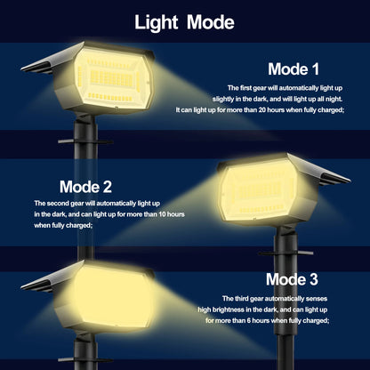 Outdoor 72/68 LED Solar-Landschaftsstrahler IP65 Wasserdichtes Solarlicht mit 3 Modi Solar-Gartenbeleuchtung für den Außenbereich