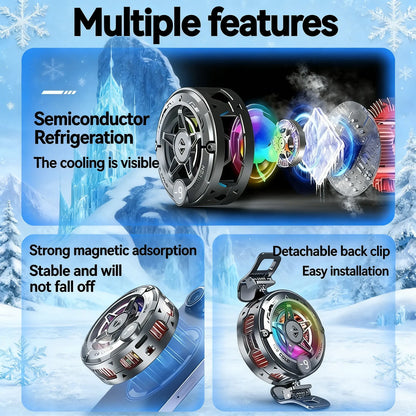 Magnetic Phone Cooler Gaming Fan RGB Display
