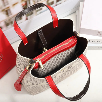 CH Women's High-Quality PVC Crossbody Bucket Bag Classic Printed Letter Design Luxury-Inspired Large Capacity Tote