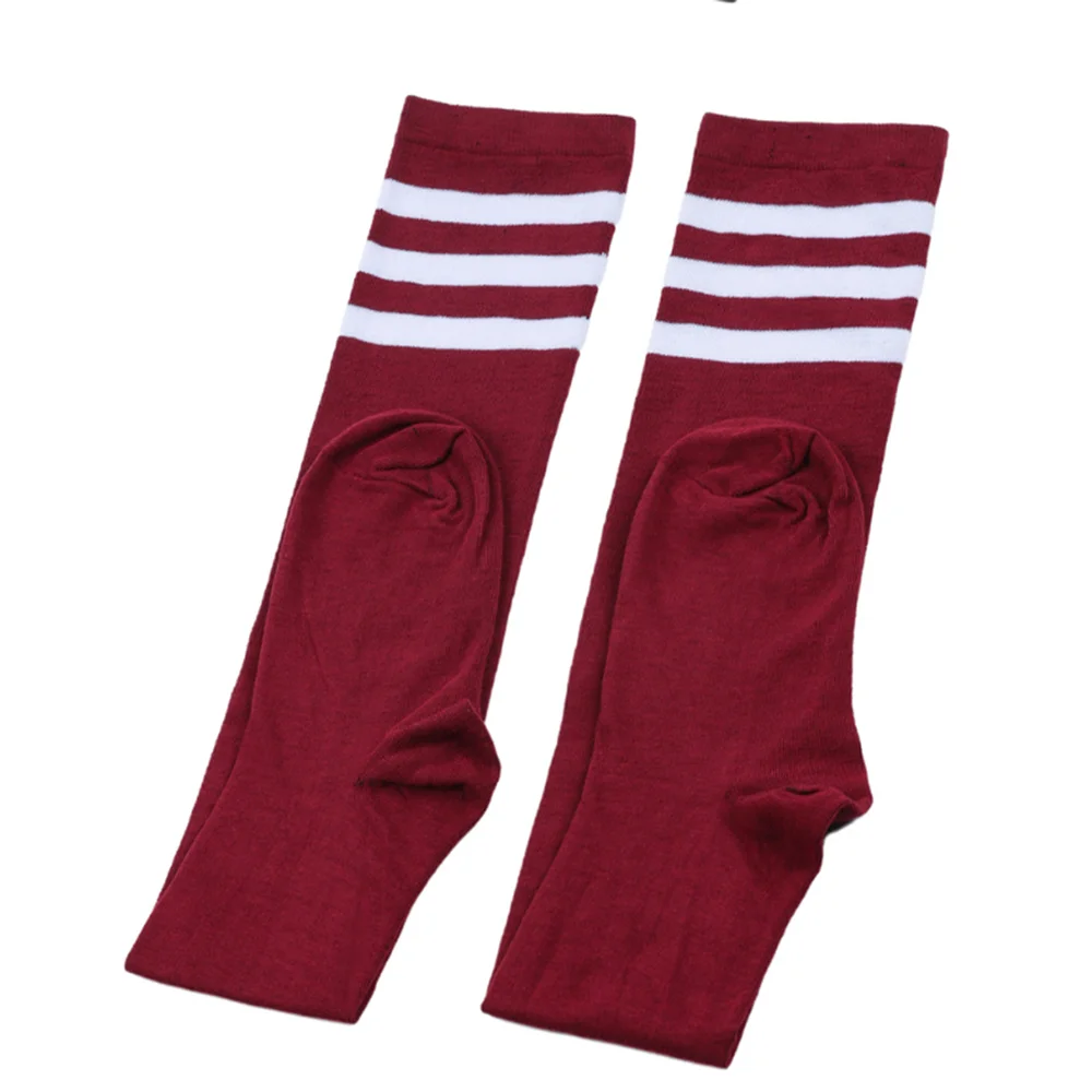 Plus Size Thigh High Socks Striped Knit Stockings