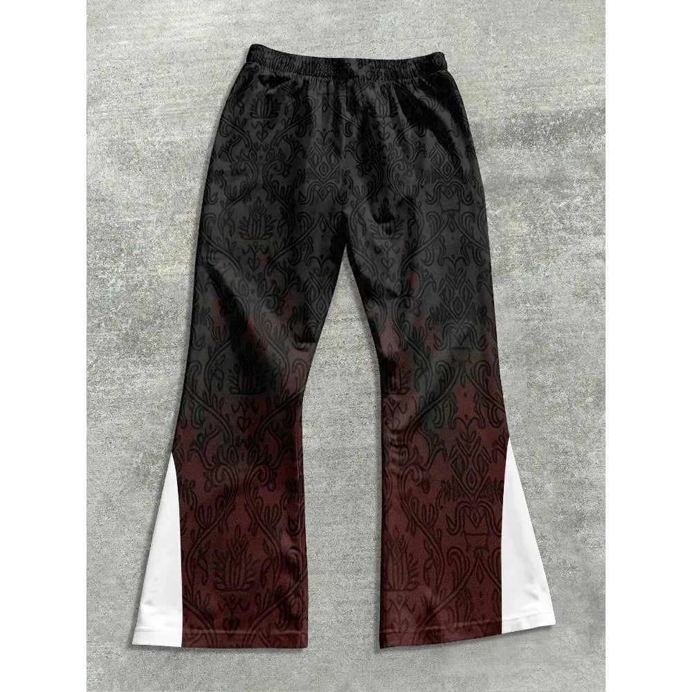 Herren lässiger Streetstyle, trendiger Cross-Print, modische, leicht ausgestellte schwarz-weiße Color-Block-Design-Sweatpants für Herren