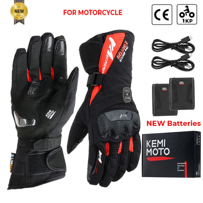 Motorcycle Heated Gloves Touch Screen Winter Warm Skiing Gloves Waterproof Rechargeable Heating Thermal Gloves For Snowmobile
