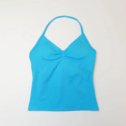 NCLAGEN Impact Longline Trägertop Sport Yoga Weste Damen Fitness Tank Top Gym Schöner offener Rücken BH Laufen Workout Neckholder