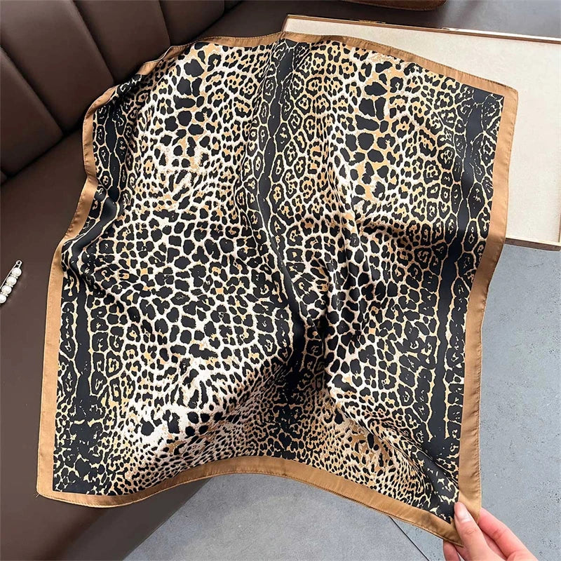 Luxury Print Satin Silk Square Scarf for Women Shawl Hijab Neckerchief Female Hair Ribbon Headband Fashion Wrap Bandana 2023 New