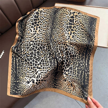 Luxury Print Satin Silk Square Scarf for Women Shawl Hijab Neckerchief Female Hair Ribbon Headband Fashion Wrap Bandana 2023 New