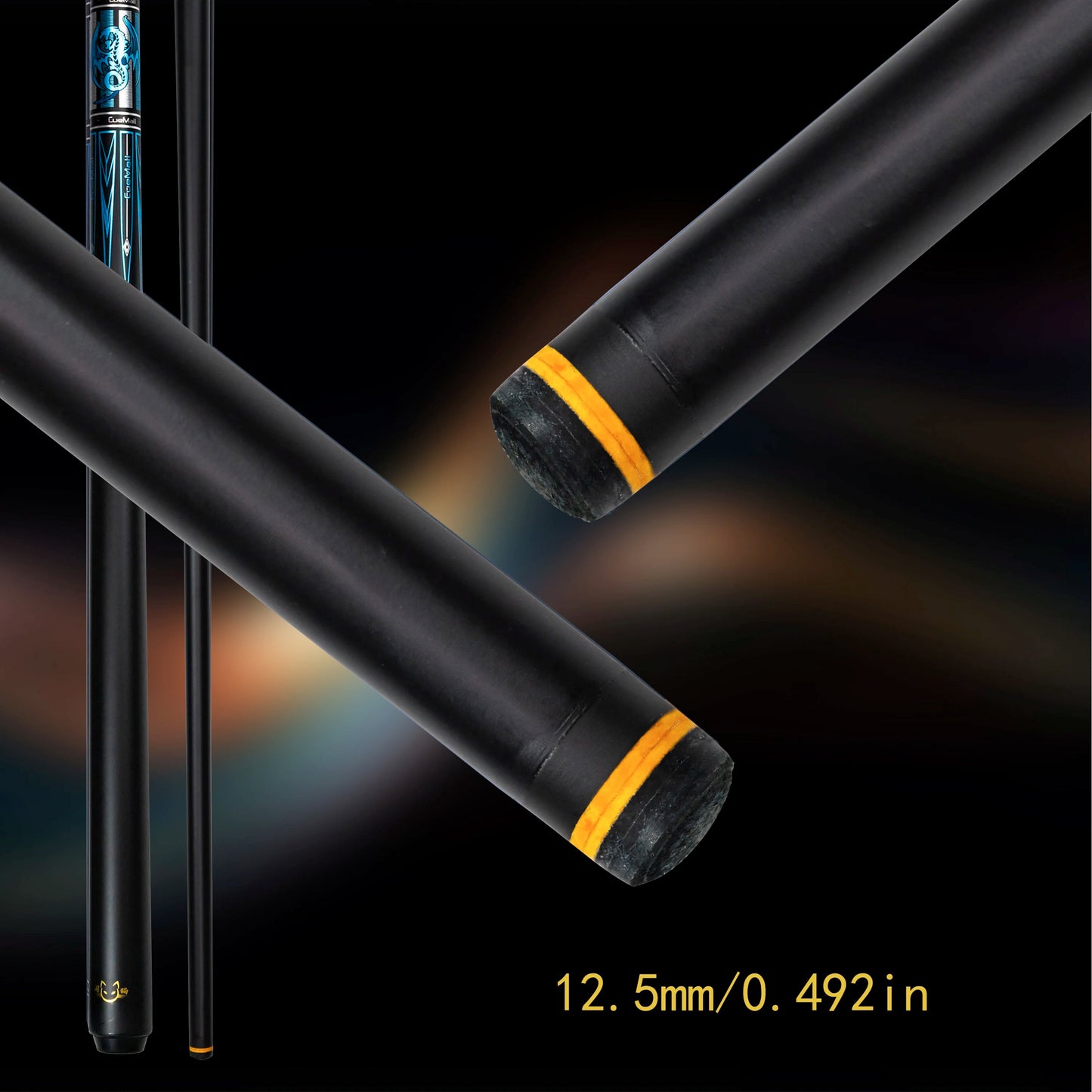 58" Carbon Fiber & Maple Pool Cue - Metallic Blue Dragon, 12.5mm Multi-Layer Tip | Pro Billiards Gear for Parent's Day Gifts