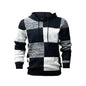 Men's Hooded Printed Knit Pullover Sweater