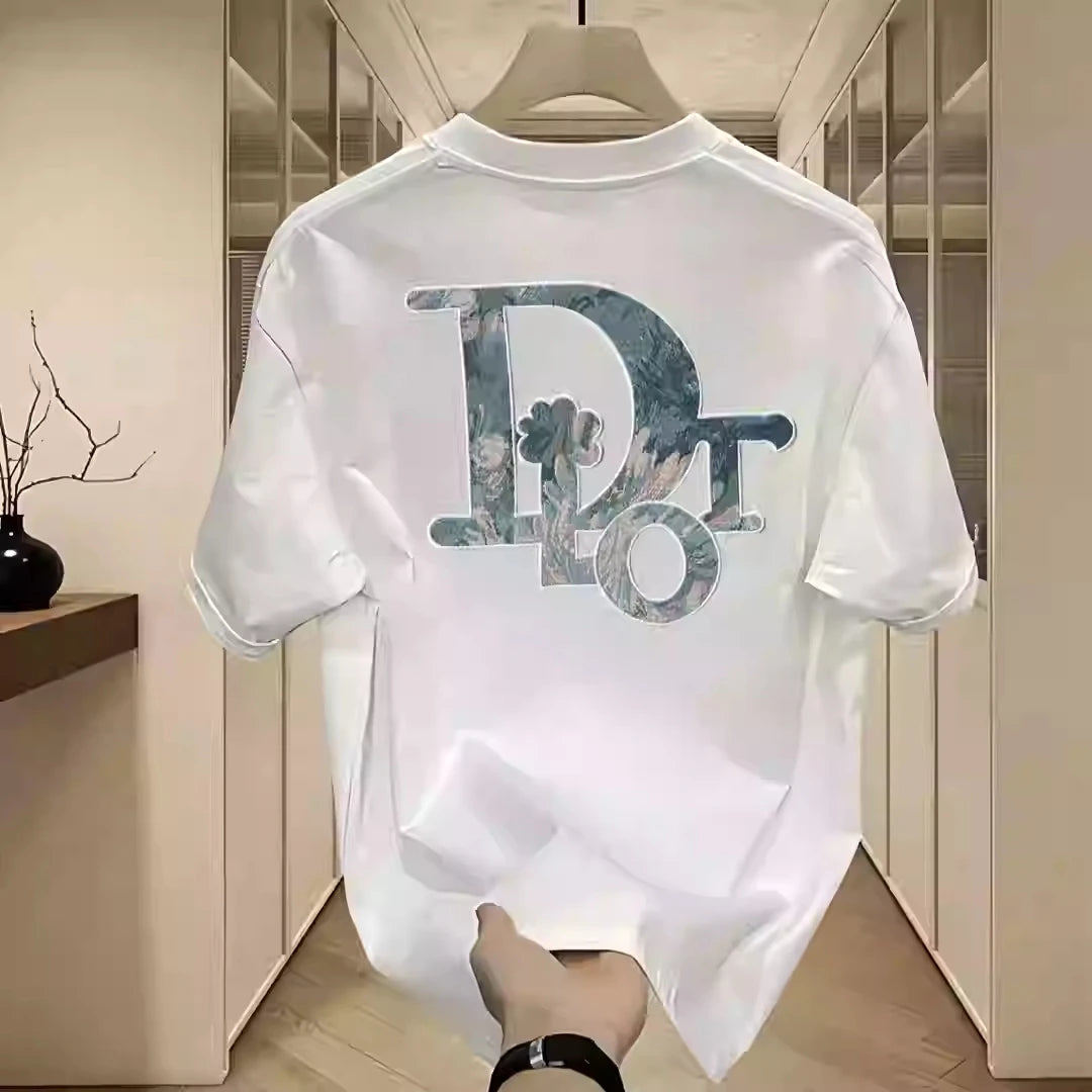 Fashion Luxury Brand 2025 Summer New Designer Print Pattern Pure Cotton High-quality Casual Sports Harajuku Unisex Plus Size