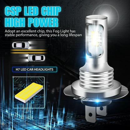 2pcs H7 H1 H8 H9 H11 9005 9006 LED Bulbs HB3 HB4 CSP LED Super Bright Headlight DRL Lamp 6000K White