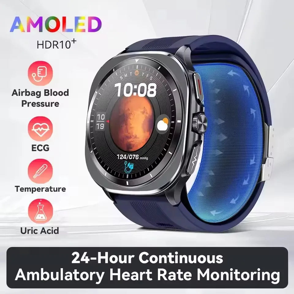 2025New Nursing Grade Air Pump Airbag Accurate Measure ECG Blood oxygen SmartWatches Men Blood Pressure Fitness Sport SmartWatch
