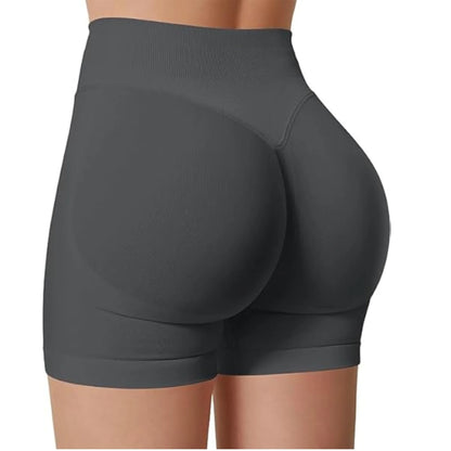 Women's Summer High Waist Yoga Shorts | Solid Color Running Fitness