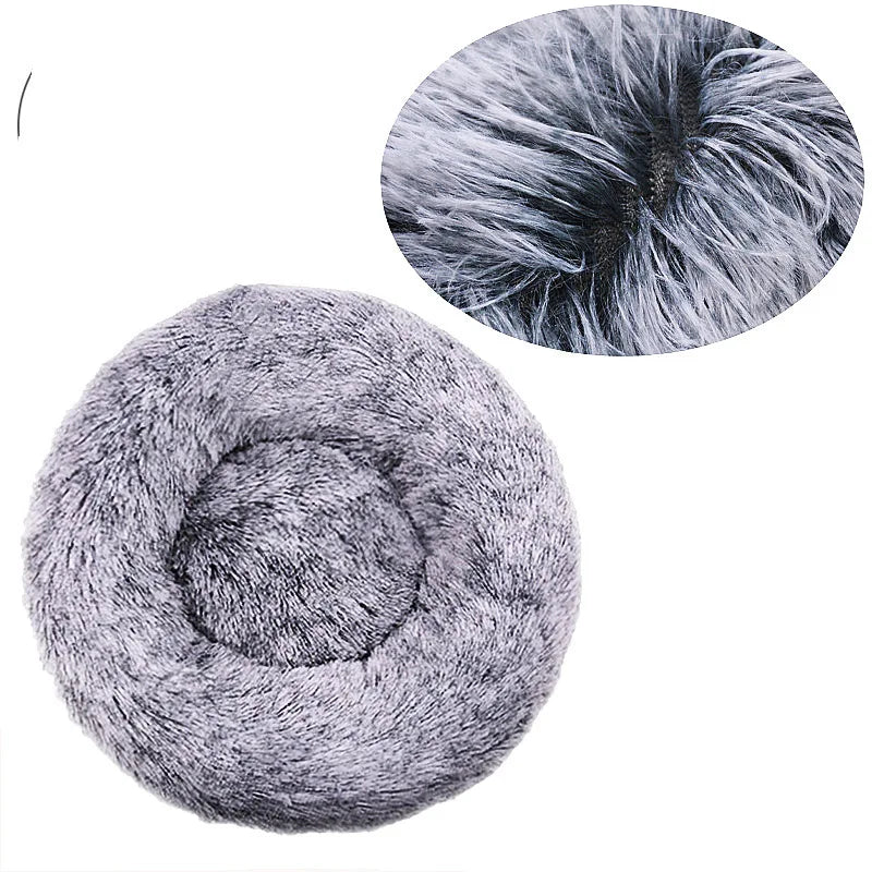 40-90cm Rundes Haustierbett für große Hunde Super Weiches Katzenbett Langes Plüsch Hundebett für mittlere Hunde Winter Warmes Schlafplatz