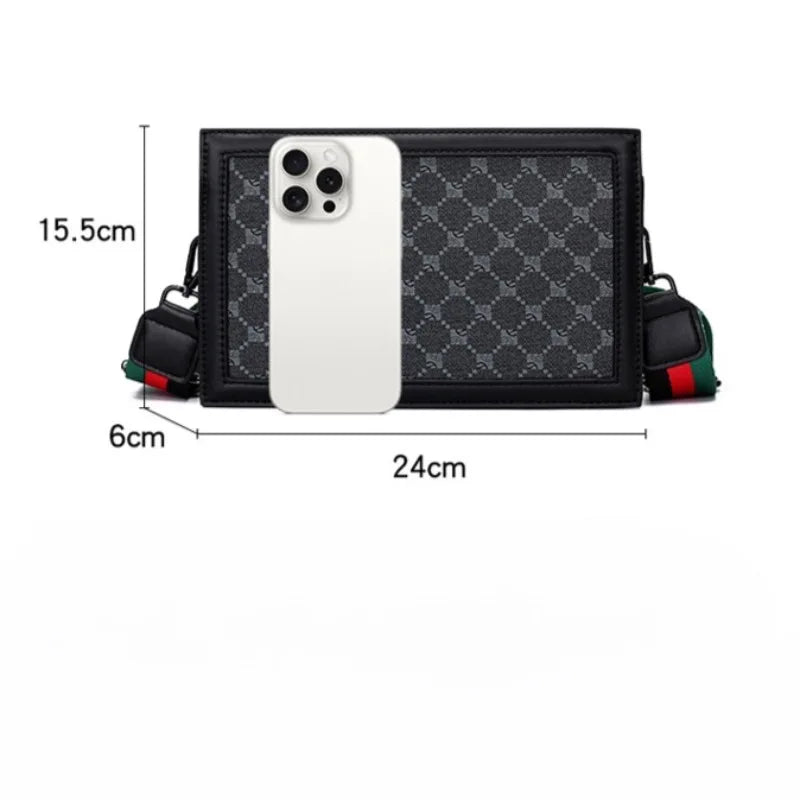 Phone case with dimensions displayed on a white background
