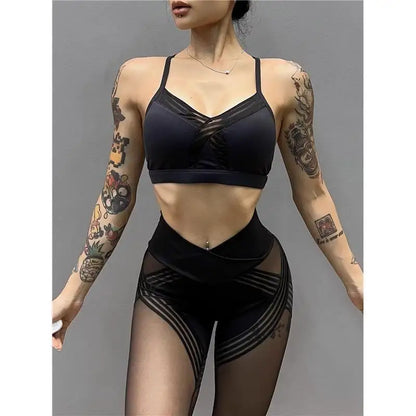 Women's High-Waist Mesh Splice Yoga Harlan Pants