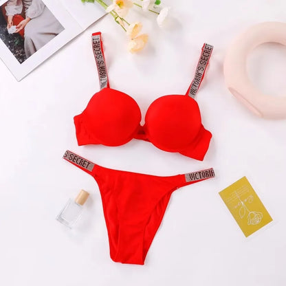 Women's New Fashion Sexy Lingerie Sporty Classic Padded Adjustable push up V Lingerie Set S Underwear Set