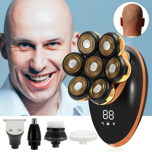 Men's 7D Floating Electric Shaver — Wet/Dry, Rechargeable, LCD Display