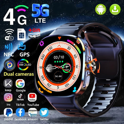 5G Smart Watch AMOLED 2.4" 32GB Google Play GPS SIM