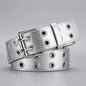 1pc Women's Belt Trend Simple Double Hole Men Belt Punk Hip Hop Rock Style Subculture Y2K Belt Punch Free Belt for Men and Women