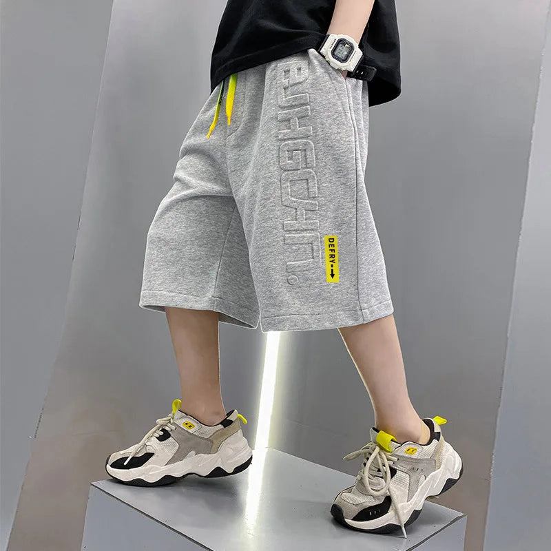 Kinder-Shorts, Sommerkleidung, locker, bequem, atmungsaktiv, Fünfviertelhosen, Jungen-Freizeitsporthosen für draußen