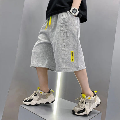 Kinder-Shorts, Sommerkleidung, locker, bequem, atmungsaktiv, Fünfviertelhosen, Jungen-Freizeitsporthosen für draußen