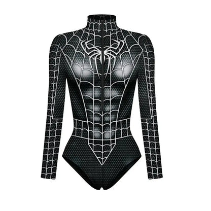 Women Spiderman Swimsuit Superhero Captain Marvel Bodysuit Anime Black Panther Cosplay Costume Long Sleeve Halloween Outfits